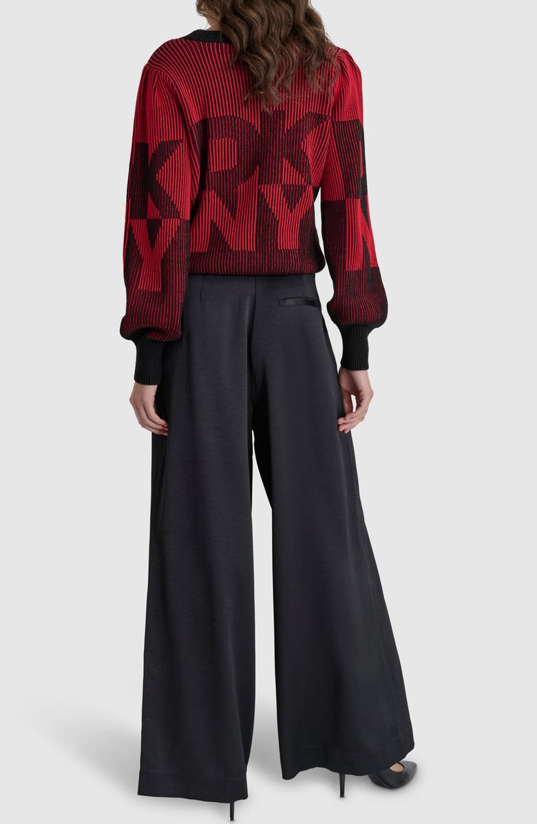 DKNY Pintuck Wide Leg Pants, Alternate, color, Black