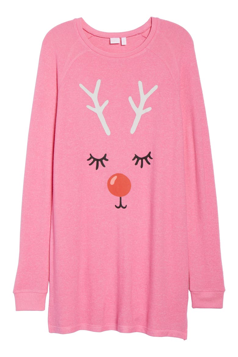 Warm Me Up Raglan Sleep Shirt, Alternate, color, PINK ZENNA RUDOLF