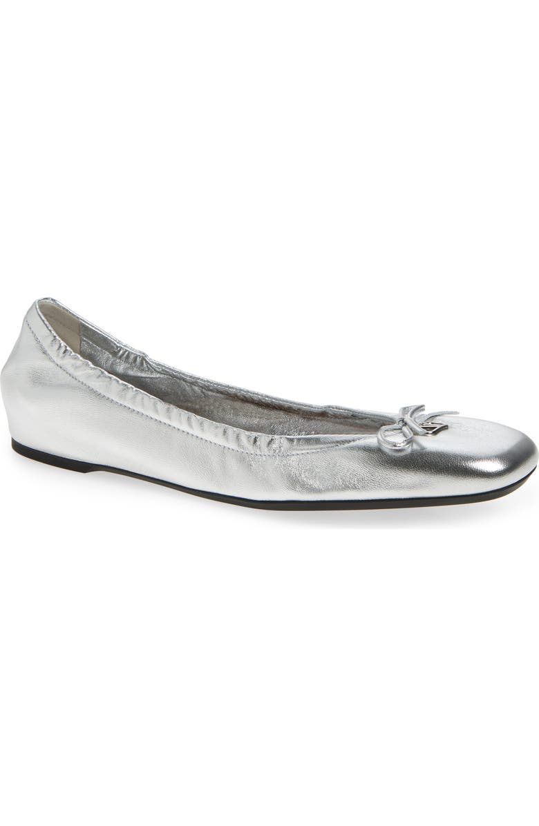 Valentino Garavani VLOGO Signature Metallic Leather Ballet Flat, Main, color,