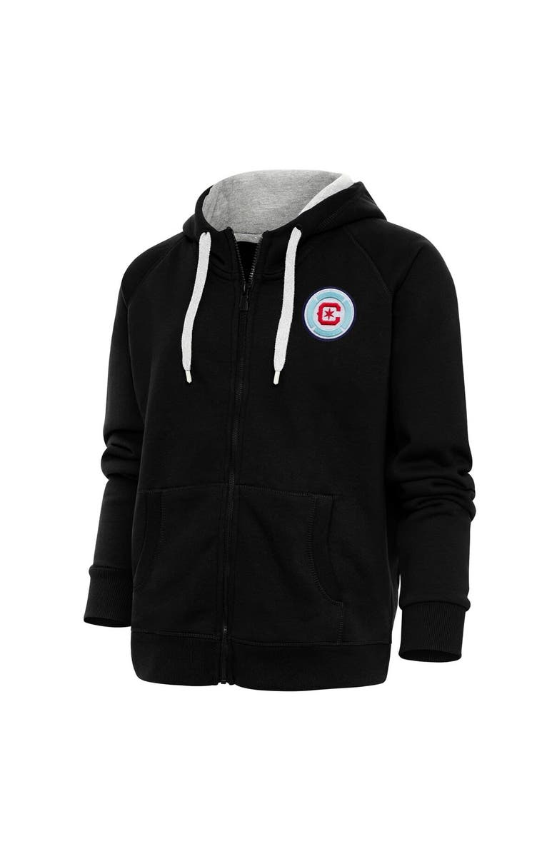 ANTIGUA Women's Antigua Black Chicago Fire Logo Victory Full-Zip Hoodie, Main, color, 
