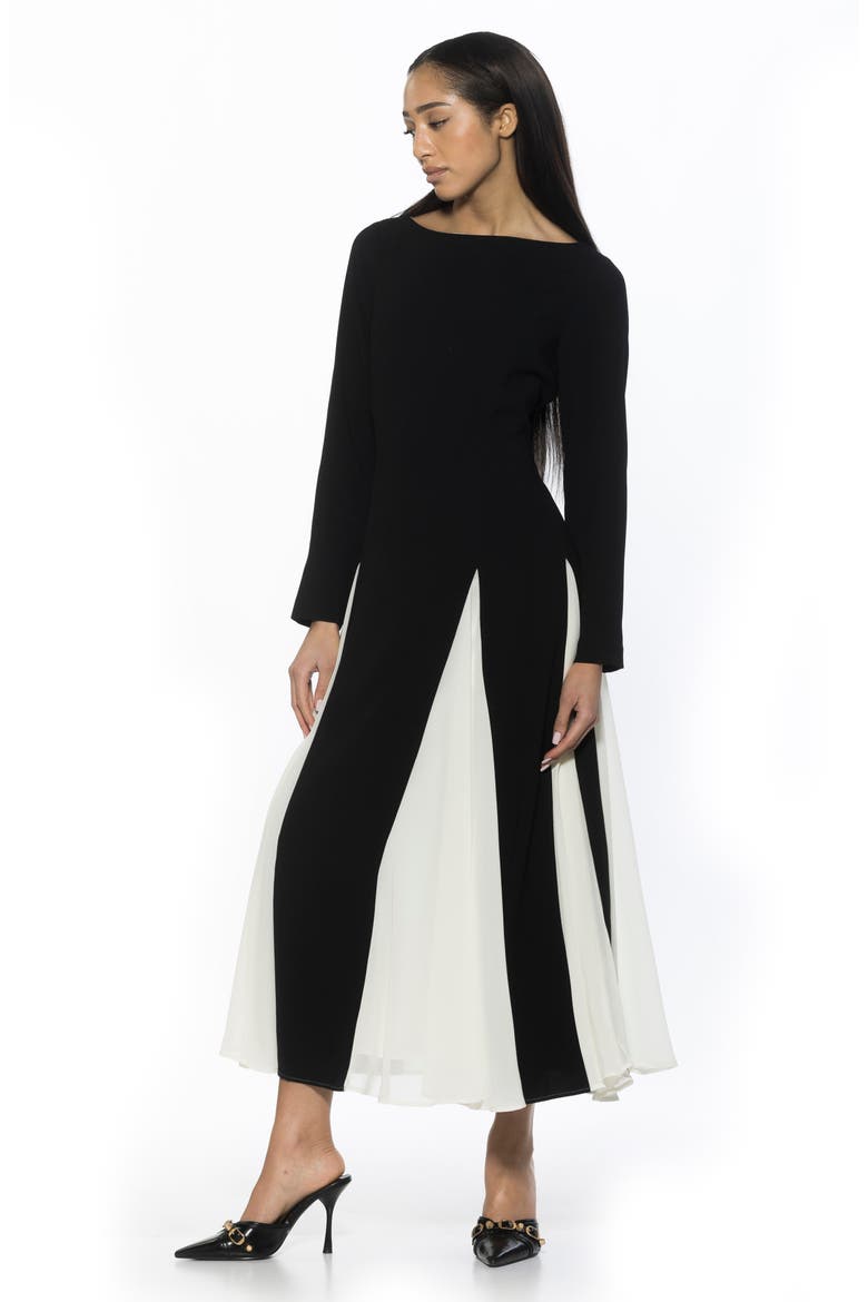 Elodie Floral Long Sleeve Maxi Dress, Alternate, color, BLACK/ WHITE
