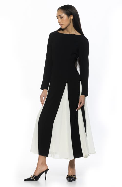 Alexia Admor Elodie Floral Long Sleeve Maxi Dress In Black/white
