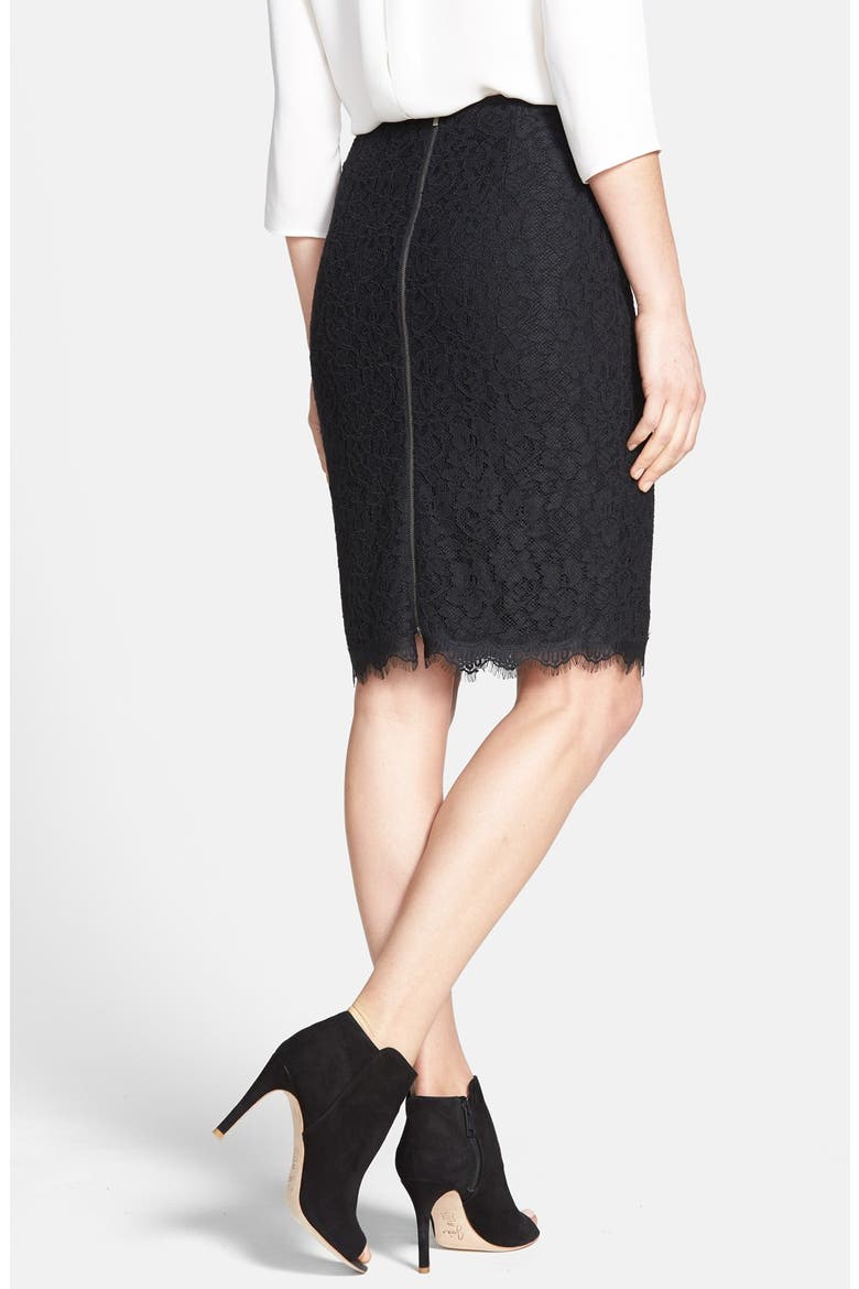 'Scotia' Lace Pencil Skirt, Alternate, color, BLACK