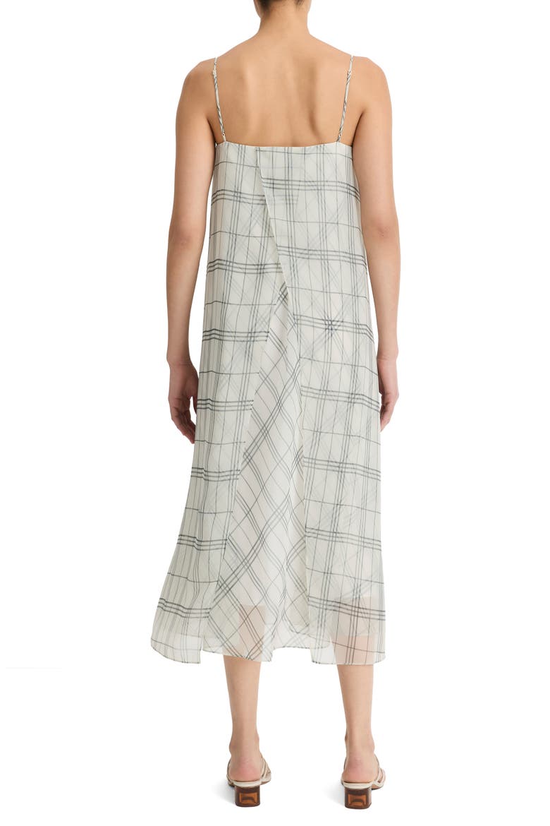 Fenced Plaid Sheer Panel Dress, Alternate, color, OFF WHITE/GREY