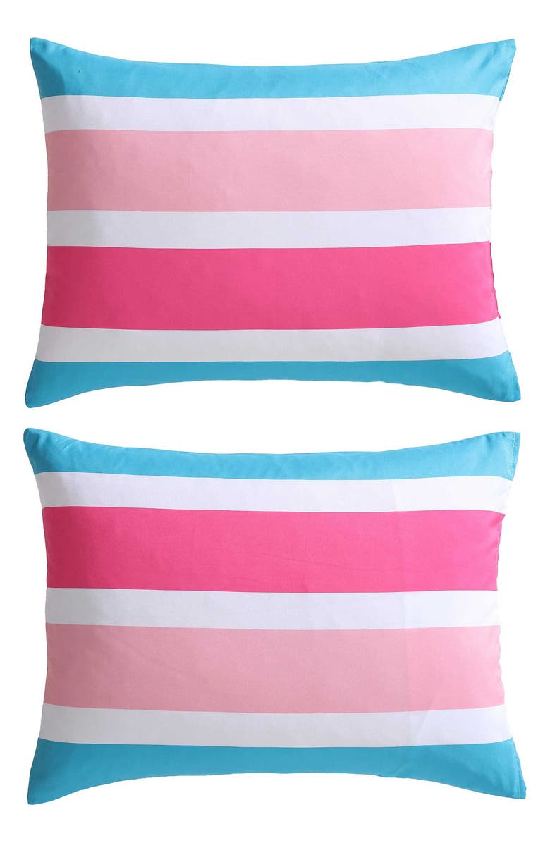 Nautica Cru Stripe Microfiber Comforter Set, Alternate, color, Rose Pink
