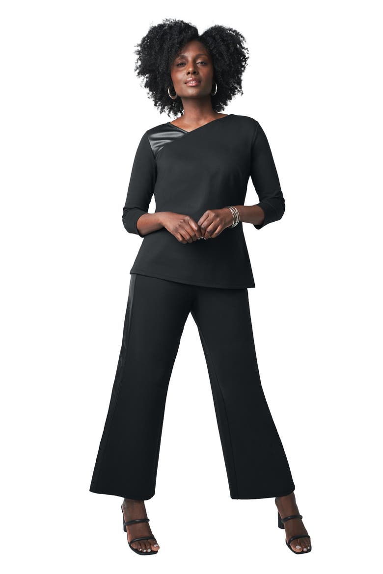 Mixed Media Wide Leg Pant, Main, color, BLACK