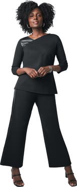 Jessica London Mixed Media Wide Leg Pant