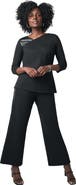 Jessica London Mixed Media Wide Leg Pant