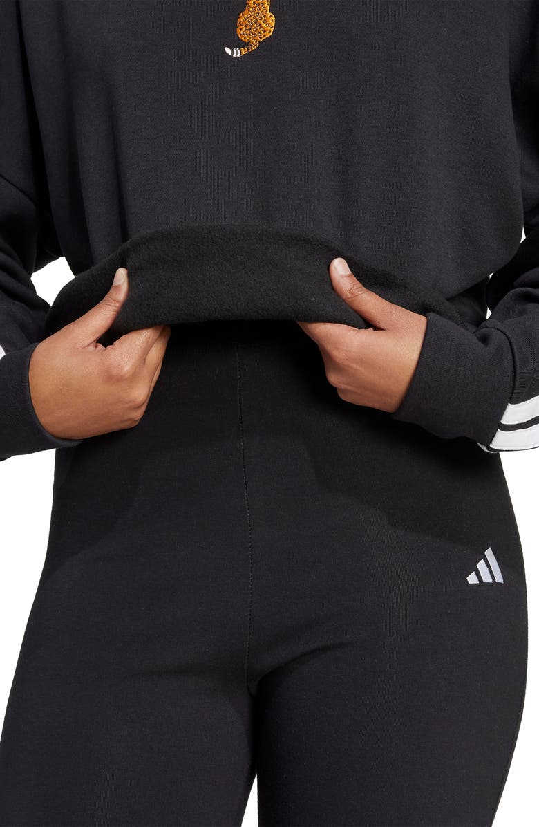 adidas Leopard Embroidered Sweatshirt, Alternate, color, 