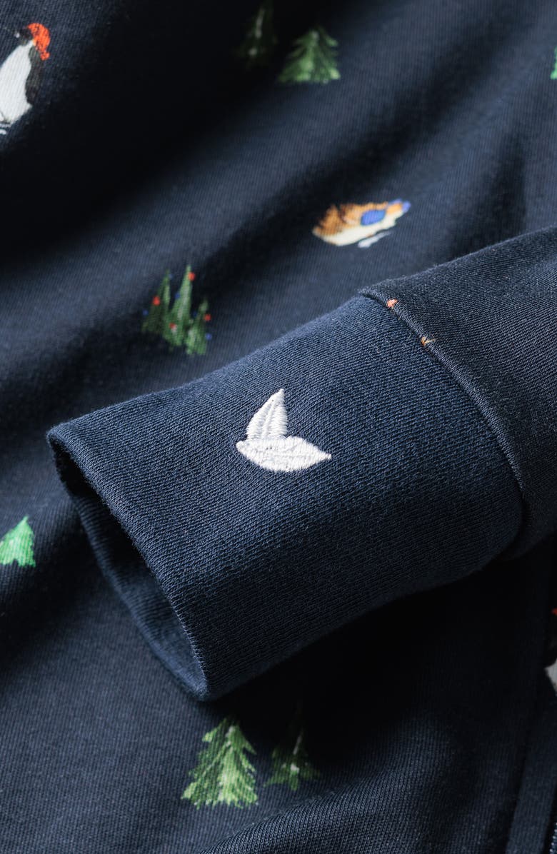 Petite Plume Artic Antics Fitted Pima Cotton Romper, Alternate, color, Navy