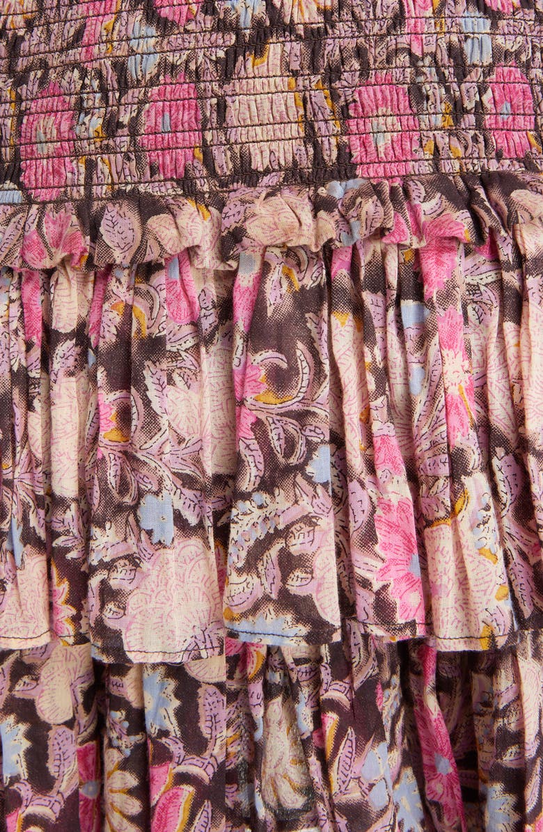 Isabel Marant Étoile Naomi Smocked Tiered Ruffle Cotton Skirt, Alternate, color, 