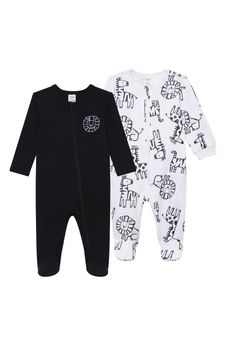 PL Baby by Petit Lem 2-Pack Full Zip Footie, Main, color,