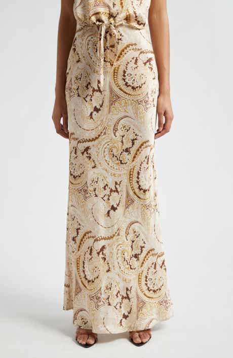 L'AGENCE Zeta Paisley Satin Maxi Skirt