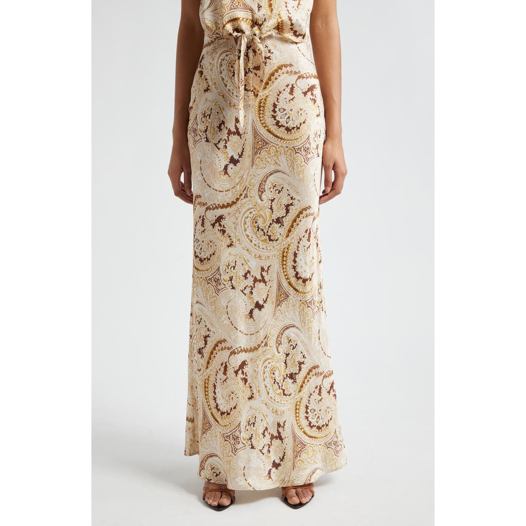 L Agence Zeta Maxi Skirt In Ivory Multi Boute Paisley