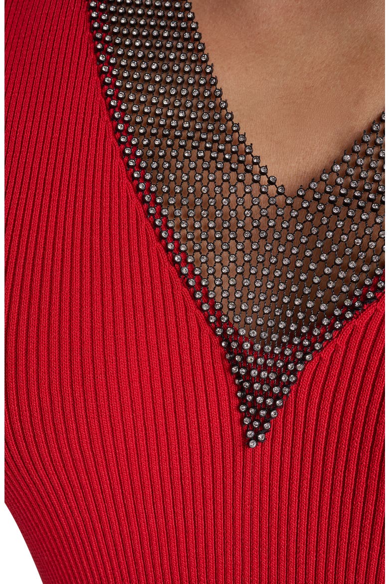 Embellished V-Neck Sweater, Alternate, color, VIBRANT RE
