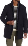 Cole Haan Signature Stand Collar Bib Wool Blend Coat