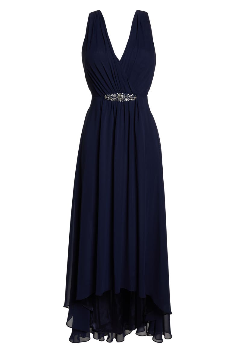 Embellished High/Low Chiffon Dress, Alternate, color, NAVY