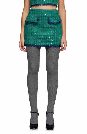 Premium Fringe Edge Sequin Tweed Miniskirt