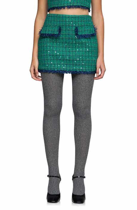 Premium Fringe Edge Sequin Tweed Miniskirt