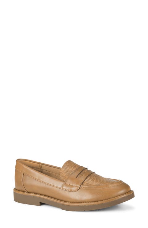 Calli Croc Embossed Faux Leather Loafer