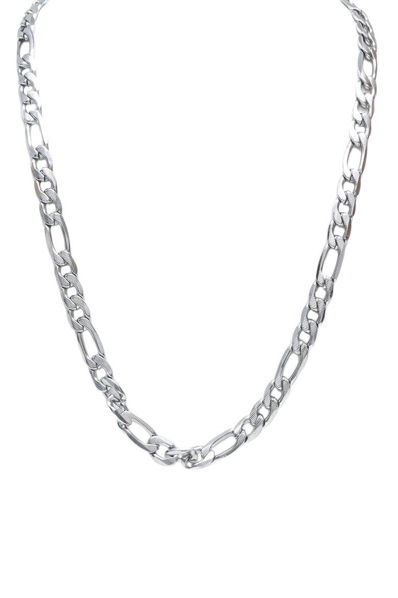 Men's Set of 2 Figaro Chain & Pavé Crystal Cross Pendant Necklaces, Alternate, color, SILVER/ SILVER
