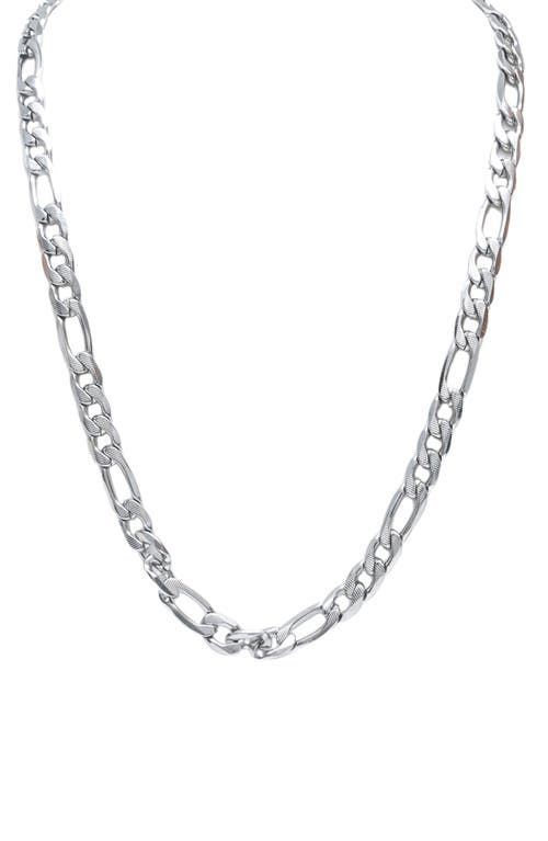 American Exchange Set Of 2 Figaro Chain & Pavé Crystal Cross Pendant Necklaces In Silver/silver