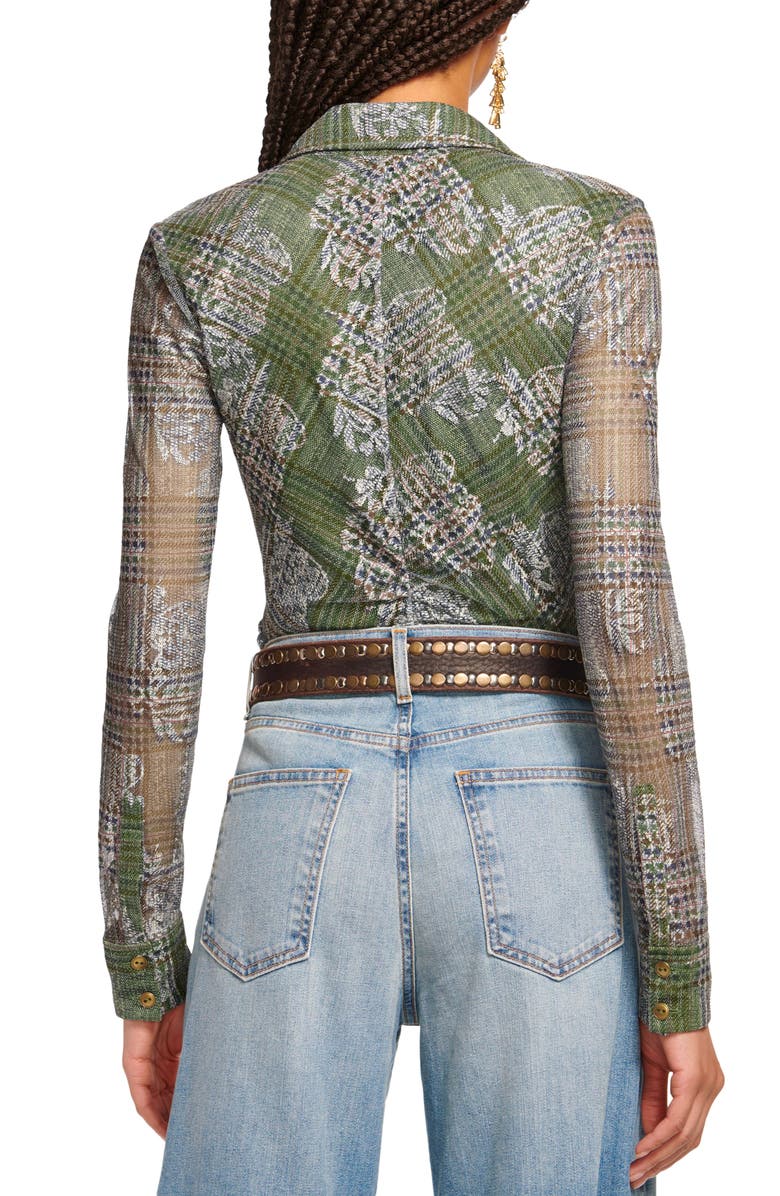 Ramy Brook Hamilton Plaid Jacquard Button-Up Shirt, Alternate, color, Dark Sage Tartan