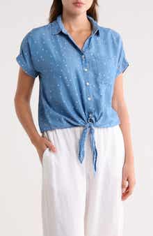 Rosie Short Sleeve Button Down Tie Front Shirt