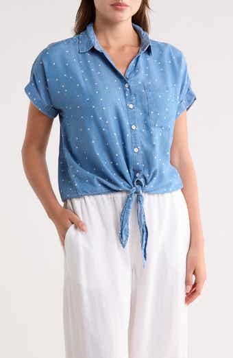 Rosie Short Sleeve Button Down Tie Front Shirt