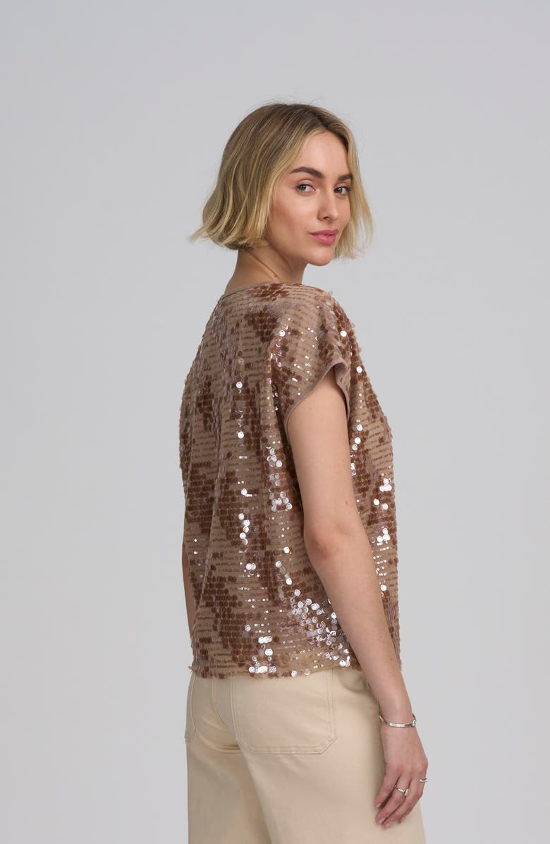 ELLE Collection Sequin Tee, Alternate, color, Cappuccino