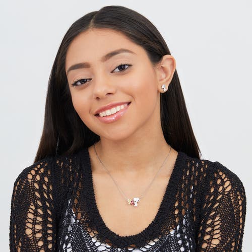 Peanuts Snoopy And Woodstock Mismatch Stud Earrings In Silver