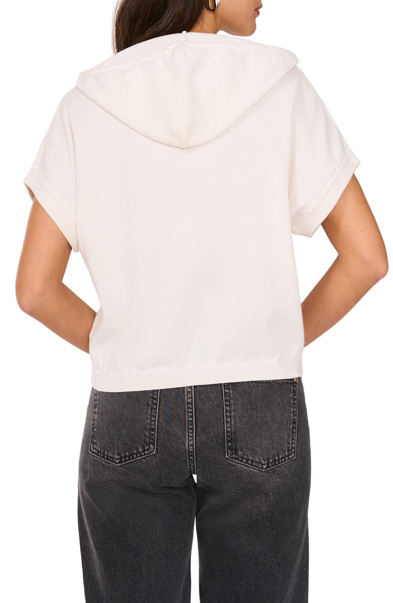 Vince Camuto Short Sleeve Hooded Sweater, Alternate, color, Antique White