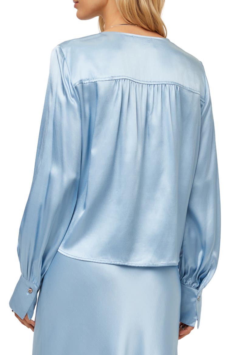 Jackie Shirred Satin Top, Alternate, color, GLACIER