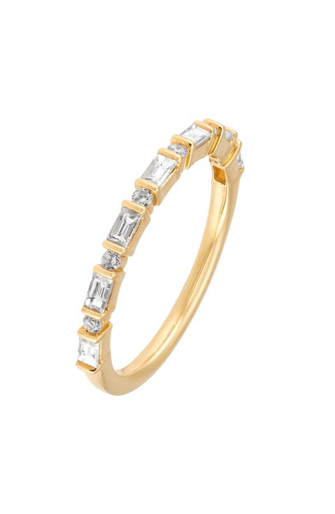Alternating Round & Emerald Cut Diamond Band Ring