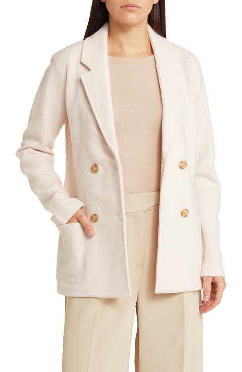 Double Breasted Boiled Merino Wool Blazer