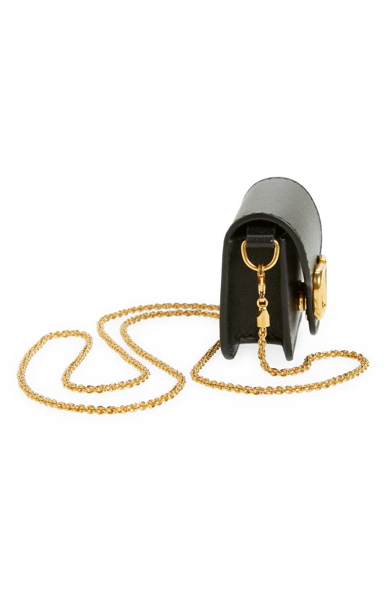 Valentino Garavani Locò Leather AirPods Case on a Chain, Alternate, color, 0No Nero