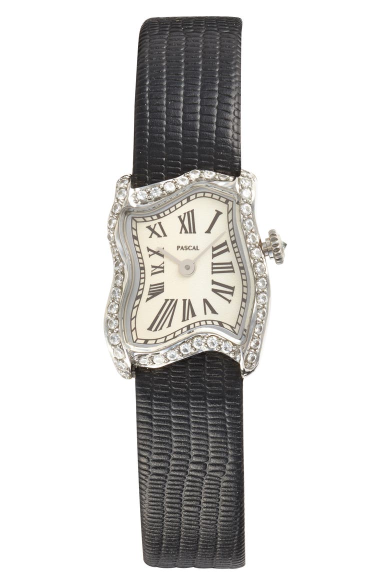 Mirage Lab Grown Diamond Leather Strap Watch, 22mm x 28mm, Main, color, CLASSIC