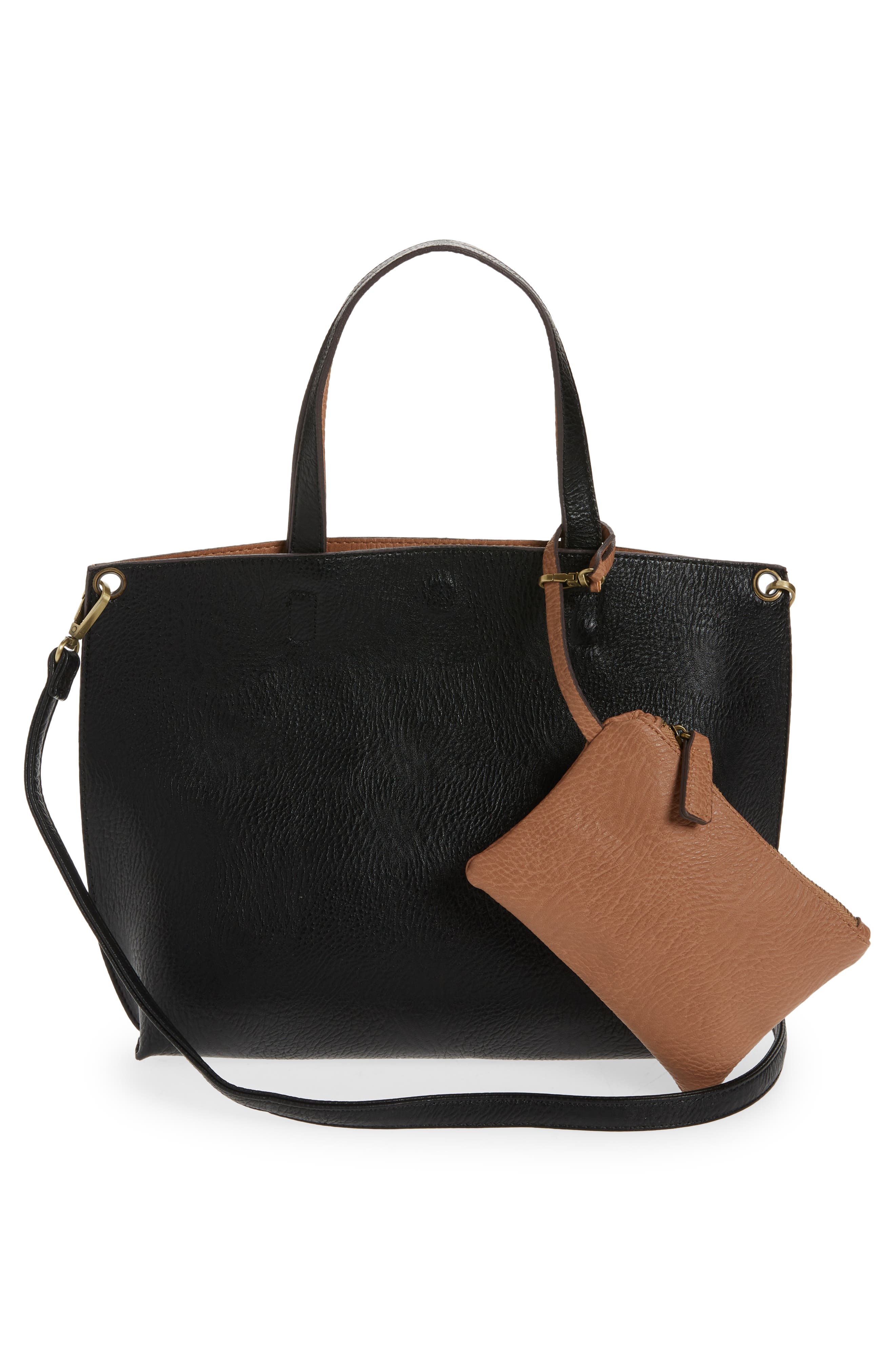 Street Level Mini Reversible Faux Leather Tote & Wristlet, Alternate, color, 