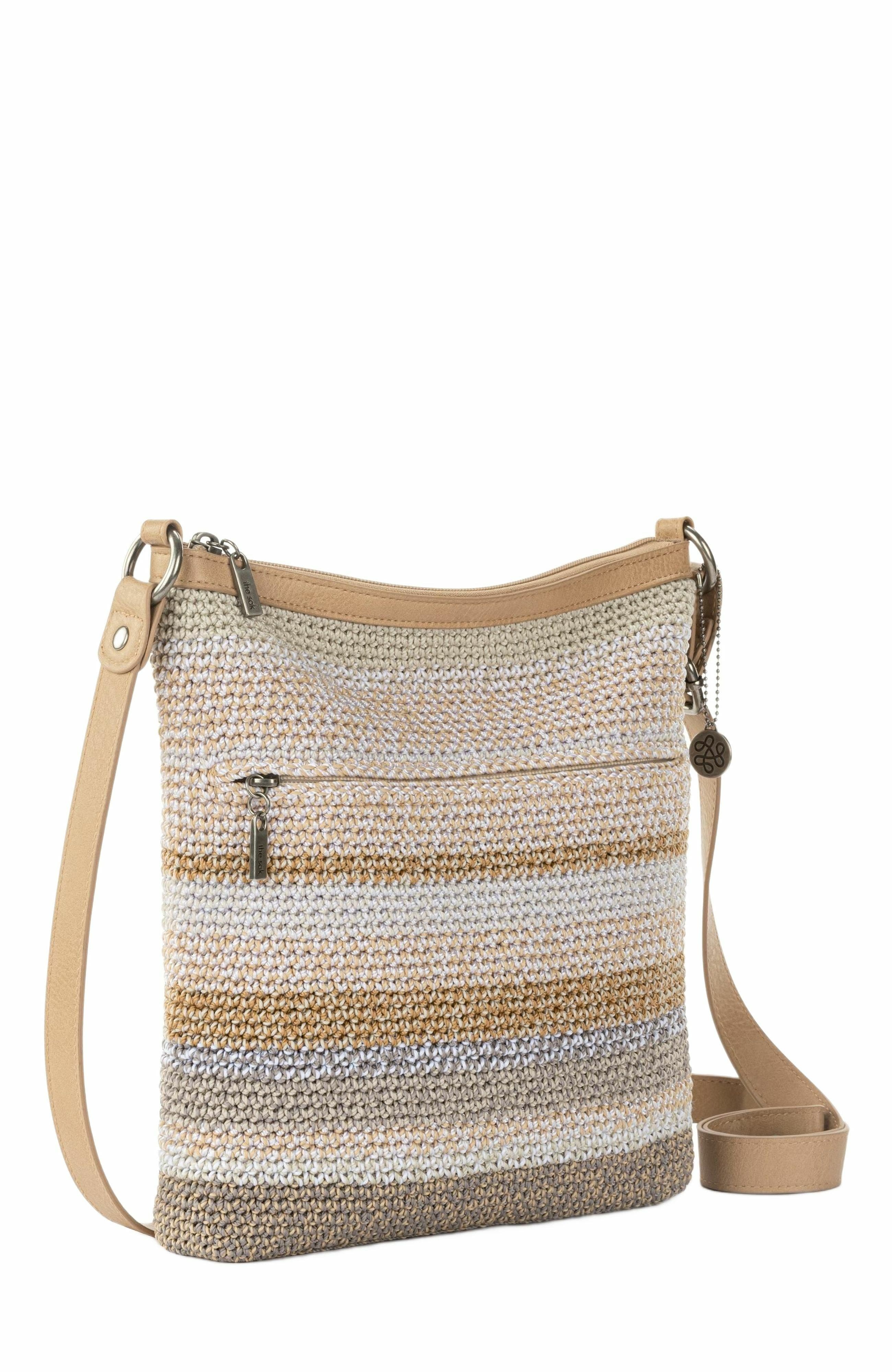 Lucia Crossbody Leather Bag, Alternate, color, Sand Stripe