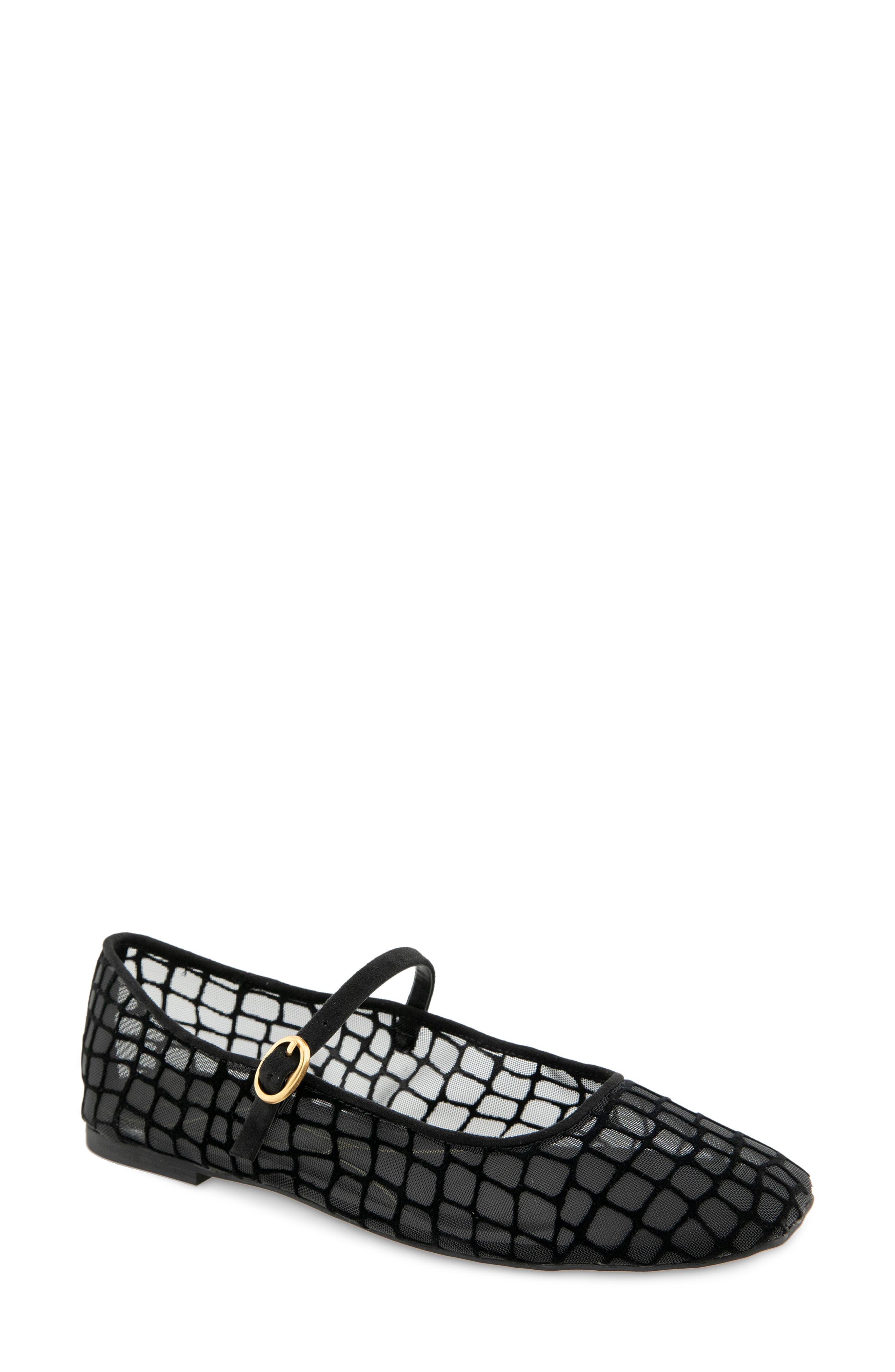 Jasper Mary Jane Flat, Main, color, BLACK/ BLACK MESH