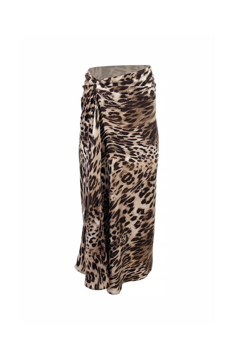 THEO The Label Danae Leopard Print Ruched Skirt, Main, color, Leopard