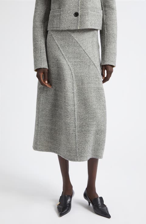 Gaelle Double Face Melange Midi Skirt