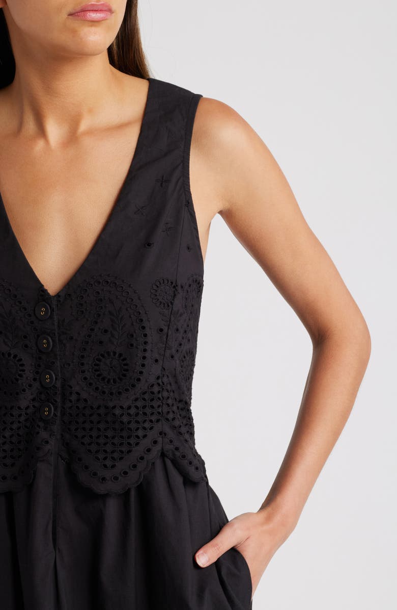 Cleobella Julie Organic Cotton Poplin Midi Dress, Alternate, color, Black