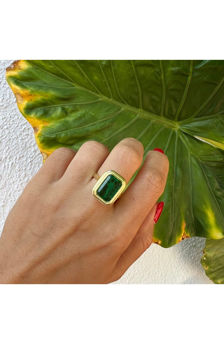 Gemma Azzurro Gold Emerald Cocktail Ring, Alternate, color, Green