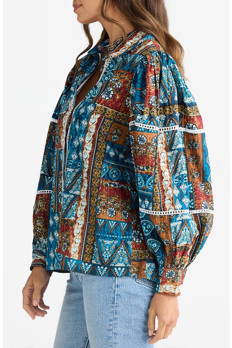 Castella Patchwork Print Cotton Button-Up Shirt, Alternate, color, SICILIAN PATCHWORK
