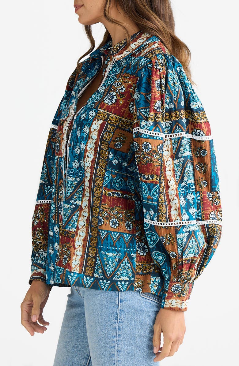 Talisman the Label Castella Patchwork Print Cotton Button-Up Shirt, Alternate, color, Sicilian Patchwork