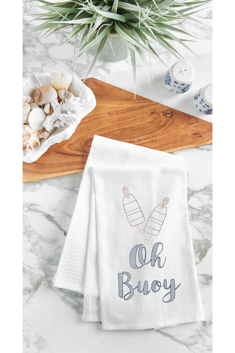 Oh Buoy 100% Cotton Flour Sack Dishtowel, Alternate, color, White