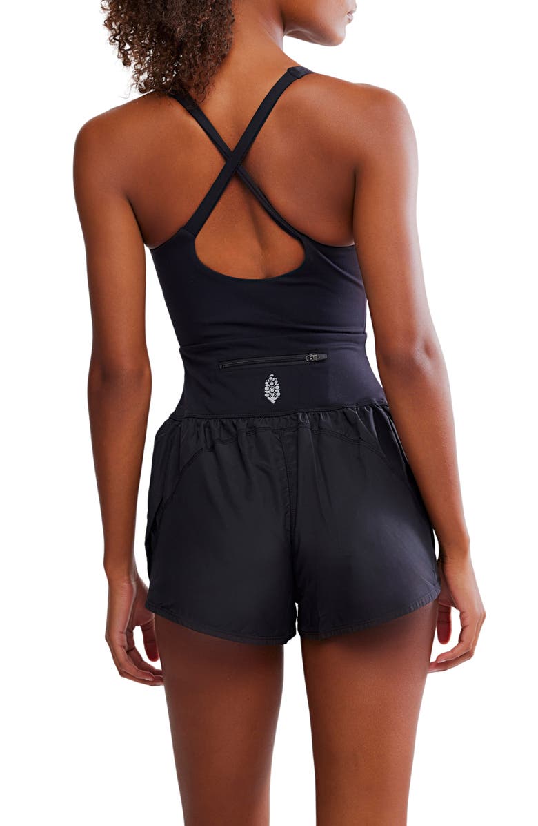 Free People FP Movement Righteous Runsie Reflect Romper, Alternate, color, Black Combo