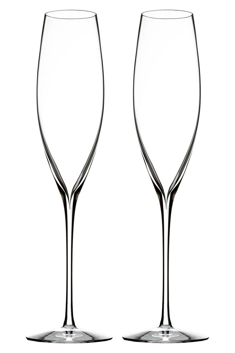 Elegance Set of 2 Fine Crystal Champagne Flutes, Main, color, CLEAR