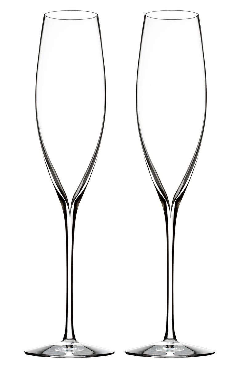 Waterford Elegance Set of 2 Fine Crystal Champagne Flutes, Main, color, Clear